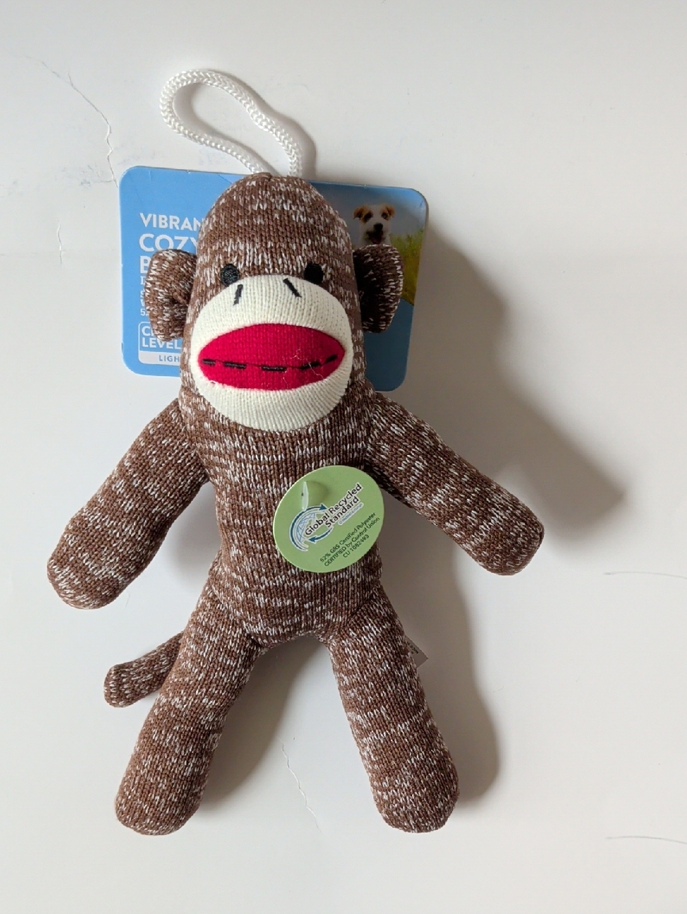 NWT Vibrant Life Brown and Cream Sock Monkey Plush with Red Mouth